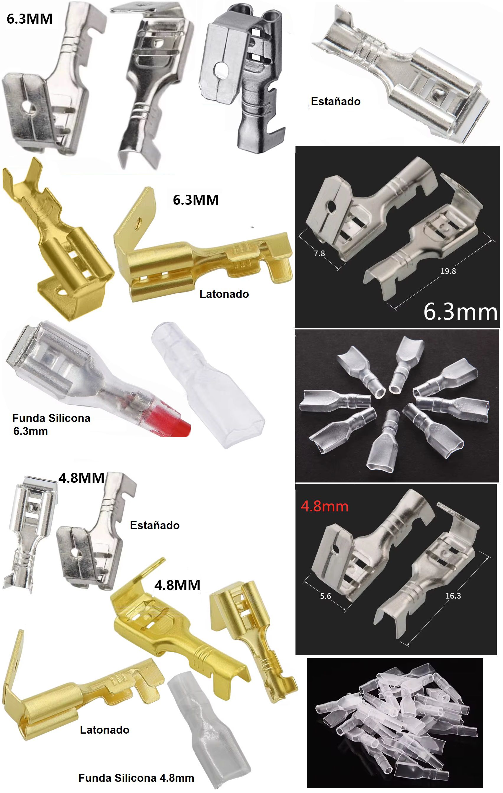 Faston Latón Doble Macho A Hembra Simple